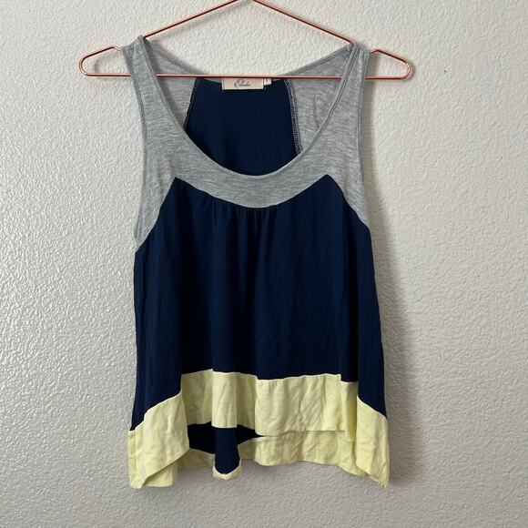 Elodie colorblock swing tank top gray navy blue yellow - Picture 1 of 5